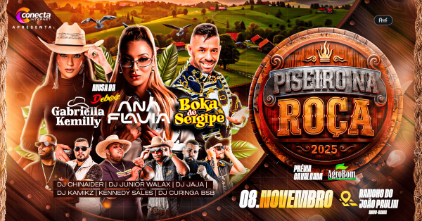 Piseiro Na RoçaRancho do João Paulin – Novo Gama, GOSábado, 08 de Nov às 20:00