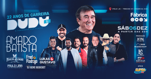 AMADO BATISTA NA FÁBRICA 040Fabrica 040 – Brasília, DFSábado, 06 de Dez às 19:00