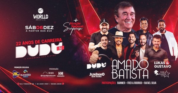Amado Batista | Worlld BrasíliaTrecho 3 – Brasília, DFSábado, 06 de Dez às 20:00