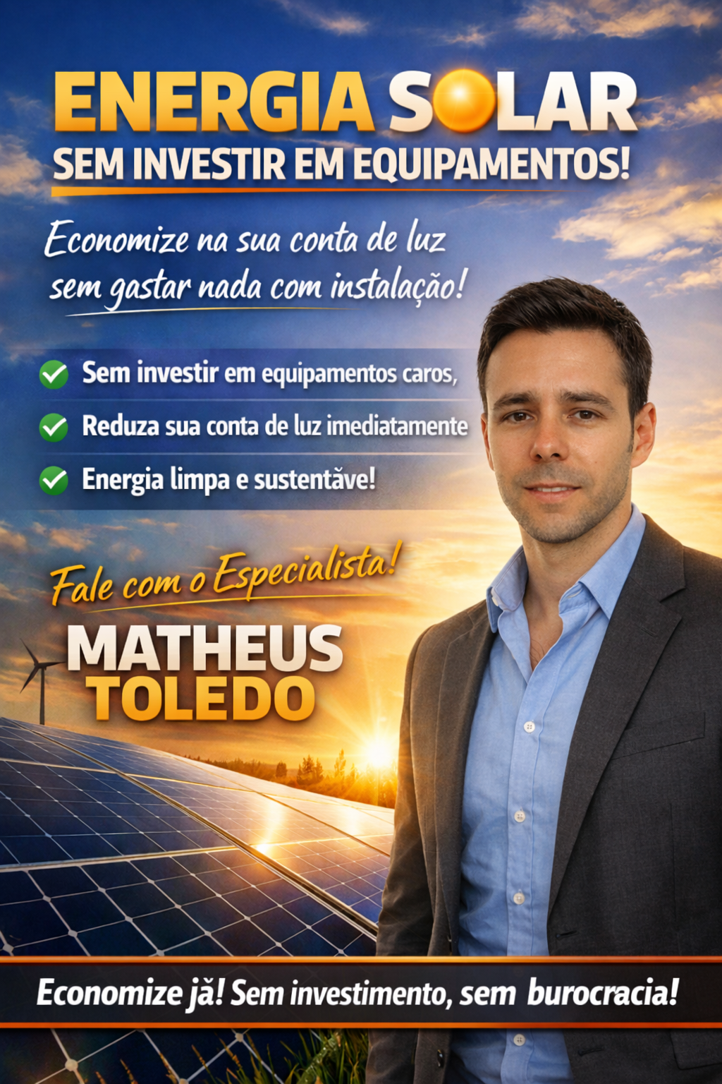Economize na conta de luz com energia solar por assinatura, sem investir em equipamentos